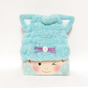 日本 MARNA 兒童速乾吸水髮帽-藍貓咪(3445)