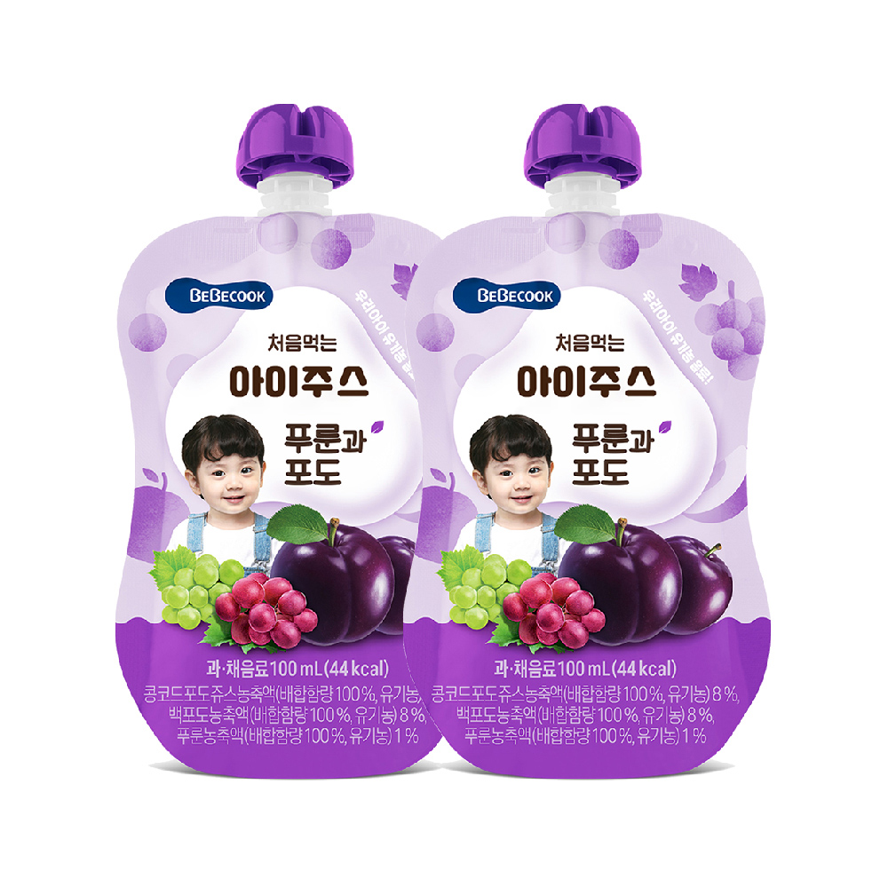 韓國【BEBECOOK】寶膳 嬰幼兒綜合葡萄西梅汁(100ml)(2入組)
