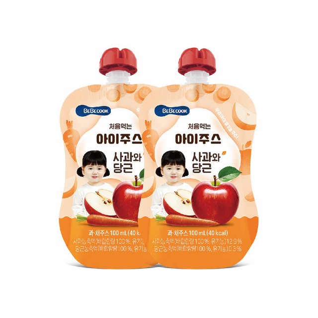 韓國 Bebecook 寶膳 嬰幼兒蘋果紅蘿蔔汁(100ml)(2入組)