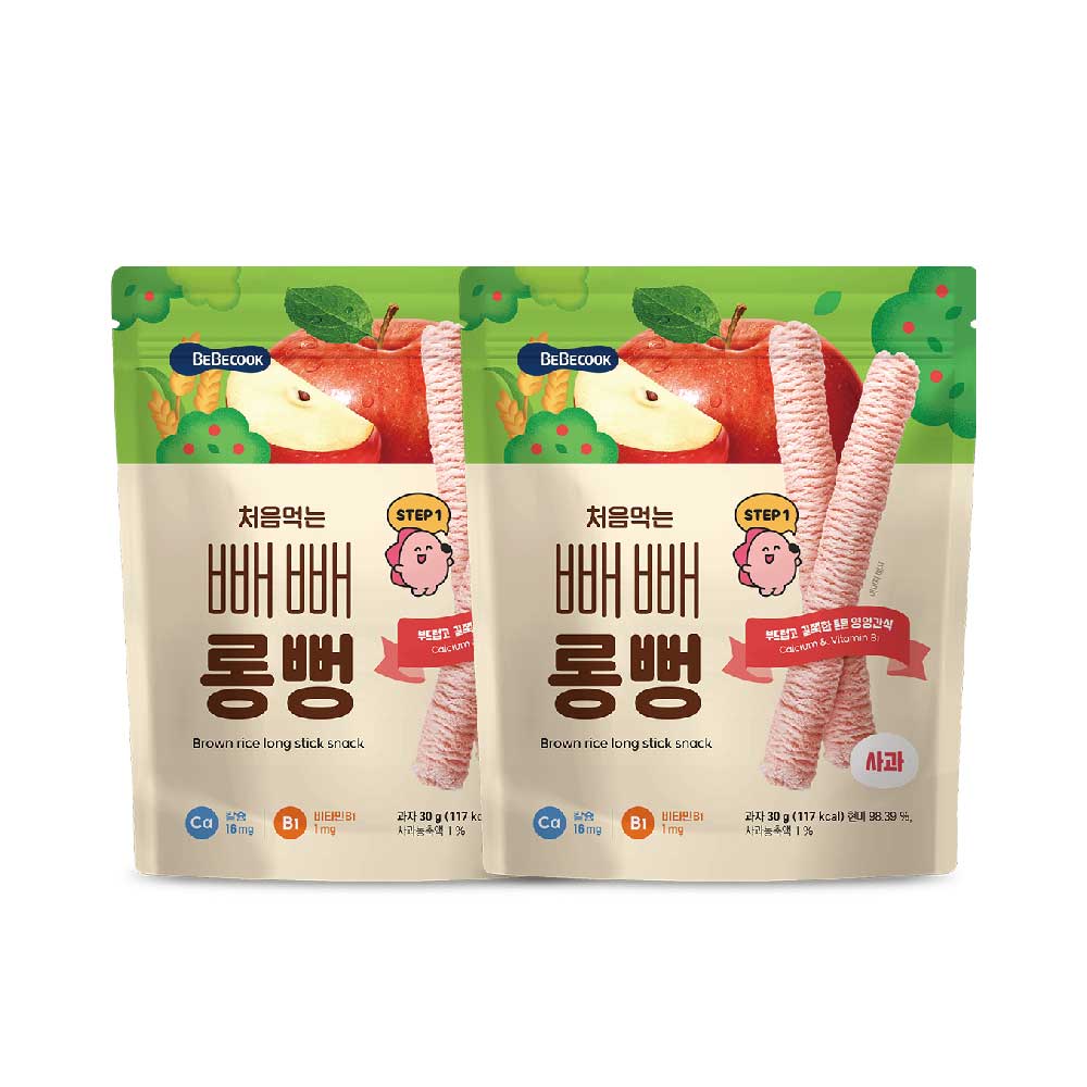 韓國【BEBECOOK】寶膳 嬰幼兒初食綿綿貝貝棒-蘋果(30g) 2入組
