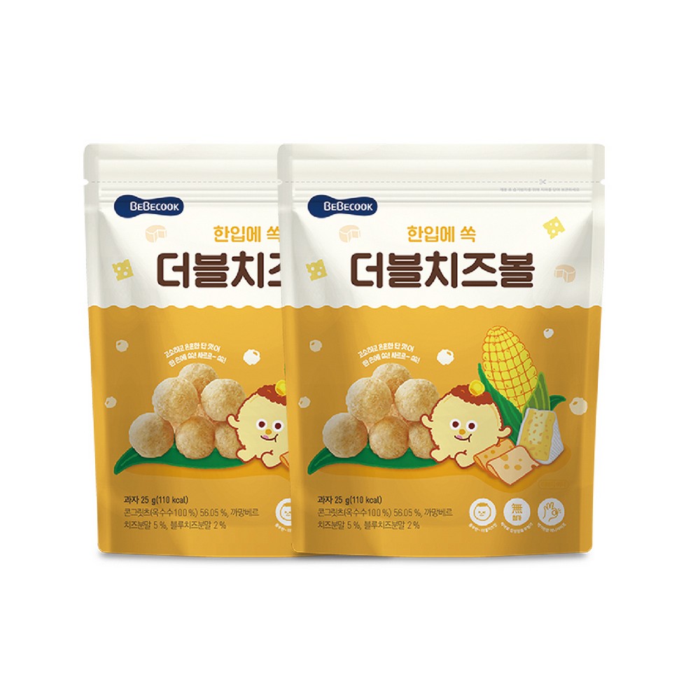 韓國【Bebecook】嬰幼兒玉米球-雙倍起司(25g) (2入組)