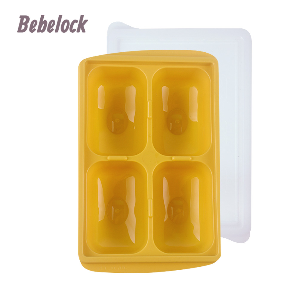 BeBeLock 食品冰磚盒150g(4格)芥末黃