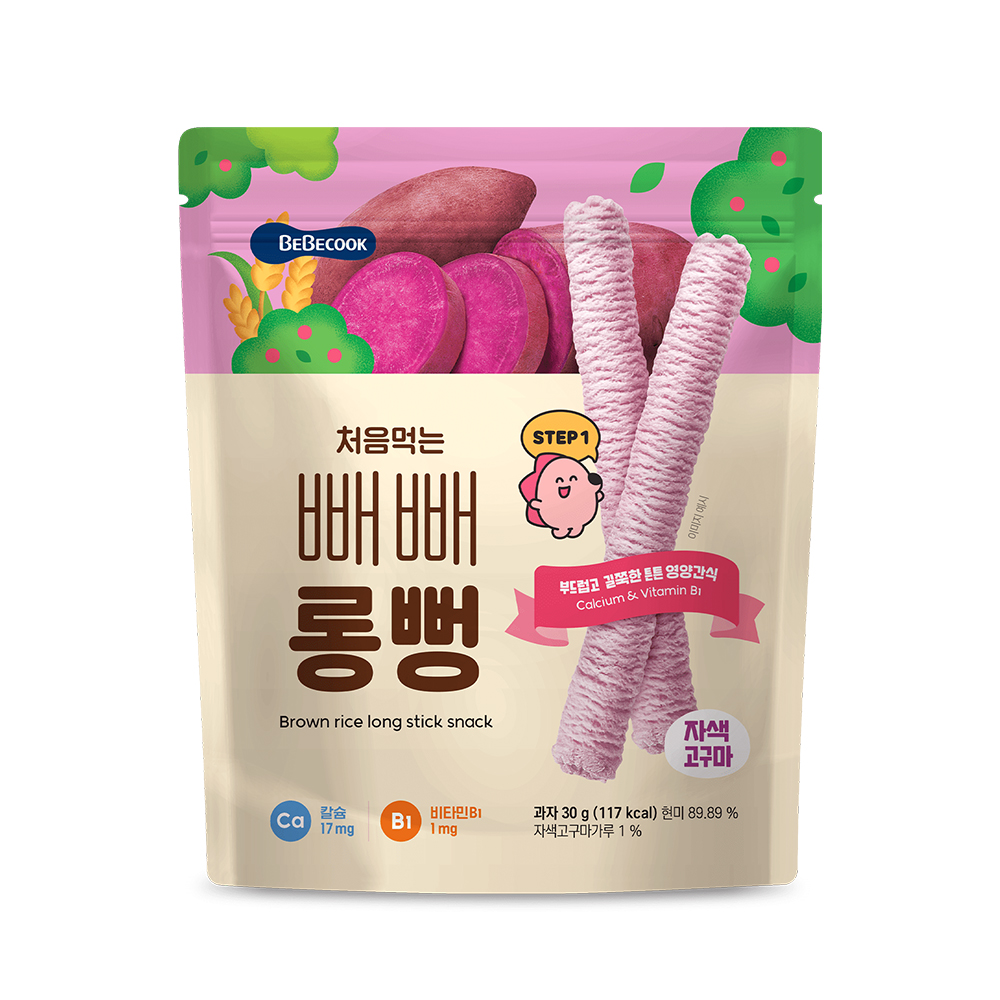 韓國【BEBECOOK】寶膳 嬰幼兒初食綿綿貝貝棒-紫番薯(30g)
