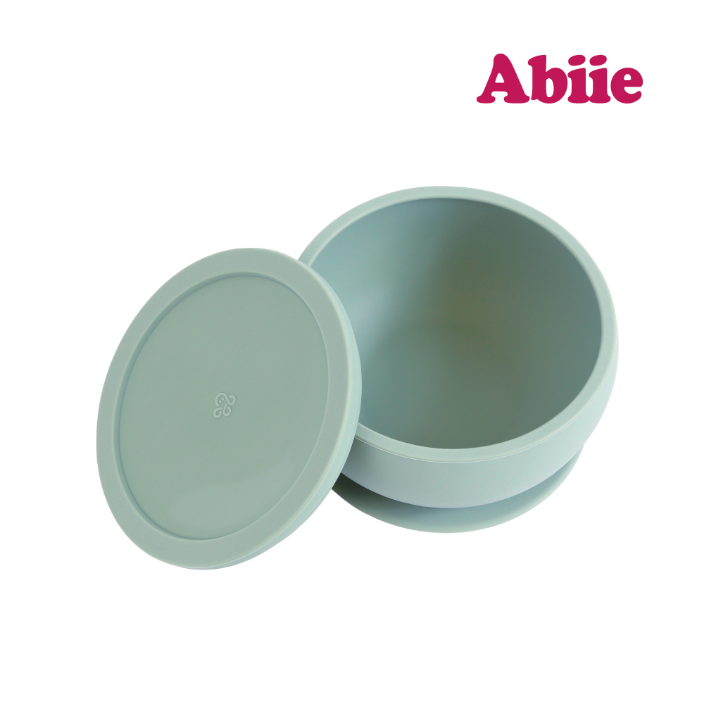 Abiie 食光碗-吸盤式矽膠餐碗(羅勒綠)
