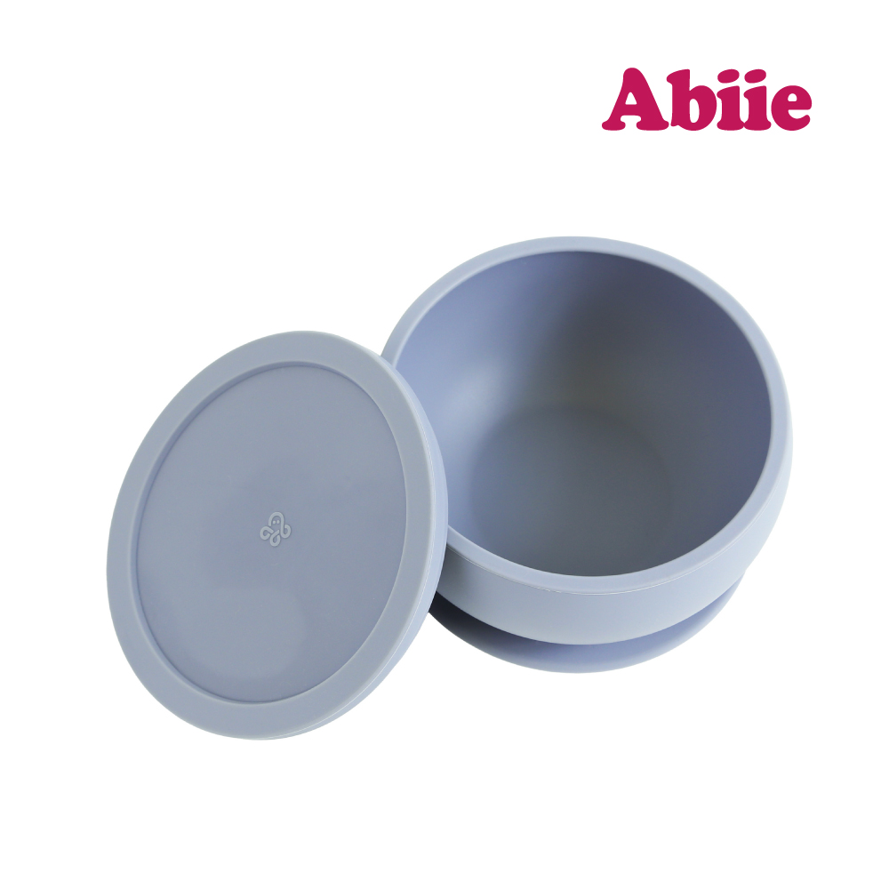 Abiie 食光碗-吸盤式矽膠餐碗(藍莓灰)