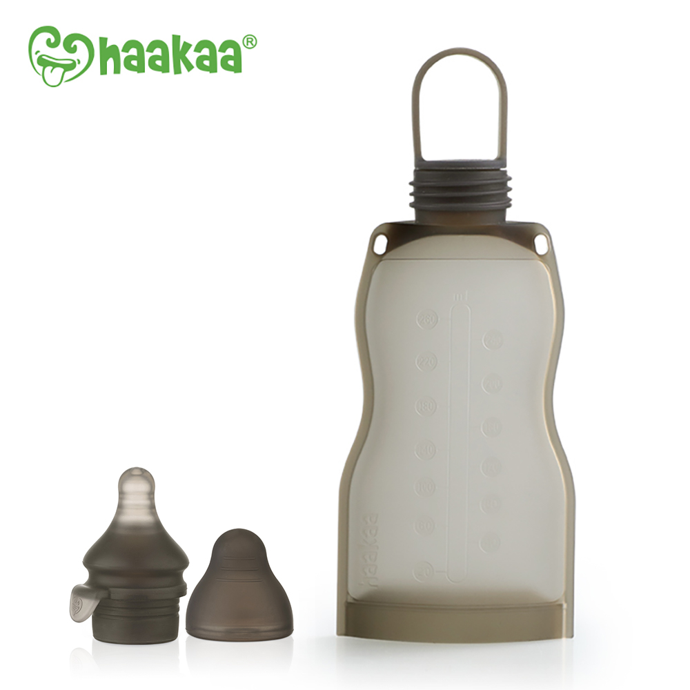 【紐西蘭Haakaa】矽膠多功能儲乳袋-奶嘴套組 (奶嘴頭+母乳儲存袋260ml)