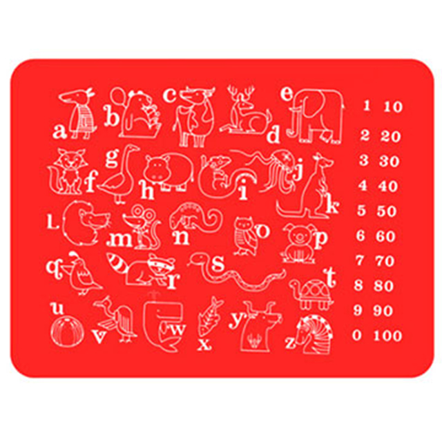 《Stylelife》矽膠學習餐墊-字母與動物(紅色)