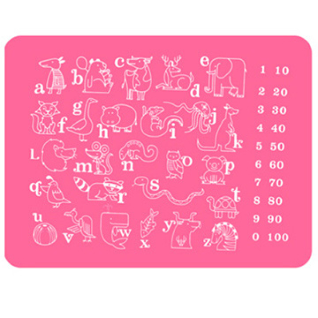 《Stylelife》矽膠學習餐墊-字母與動物(粉色)