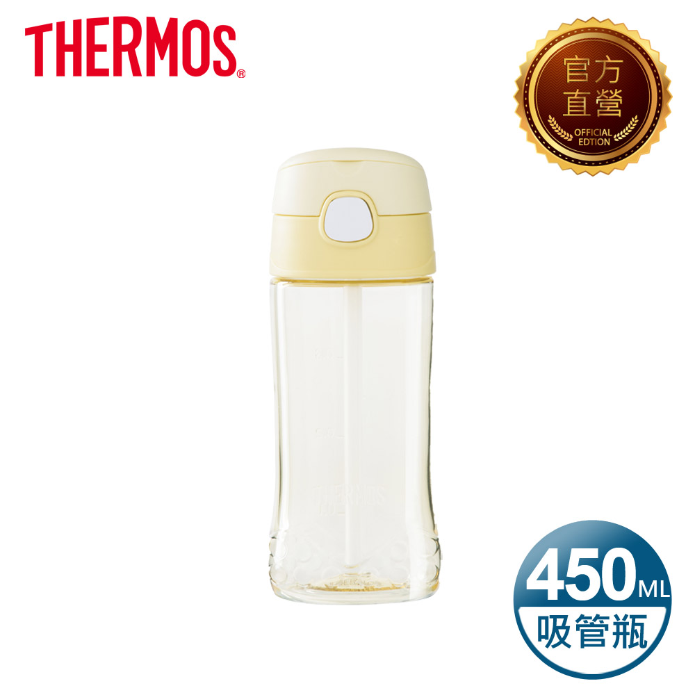【THERMOS 膳魔師】Tritan兒童吸管瓶0.45L黃(F4011T-YLA)