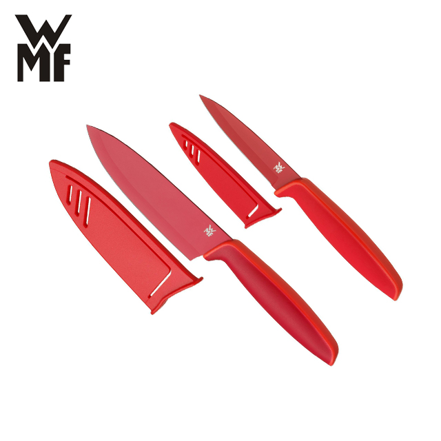 德國WMF Touch不鏽鋼雙刀組附刀套 9cm/13cm 紅色