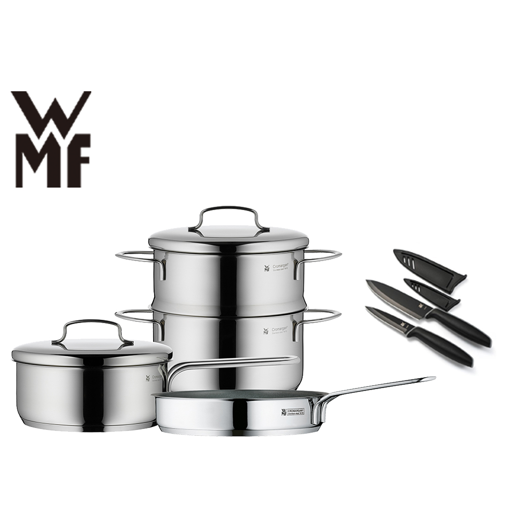 德國WMF 迷你鍋具三件套組 + Touch不鏽鋼雙刀組附刀套 9cm/13cm