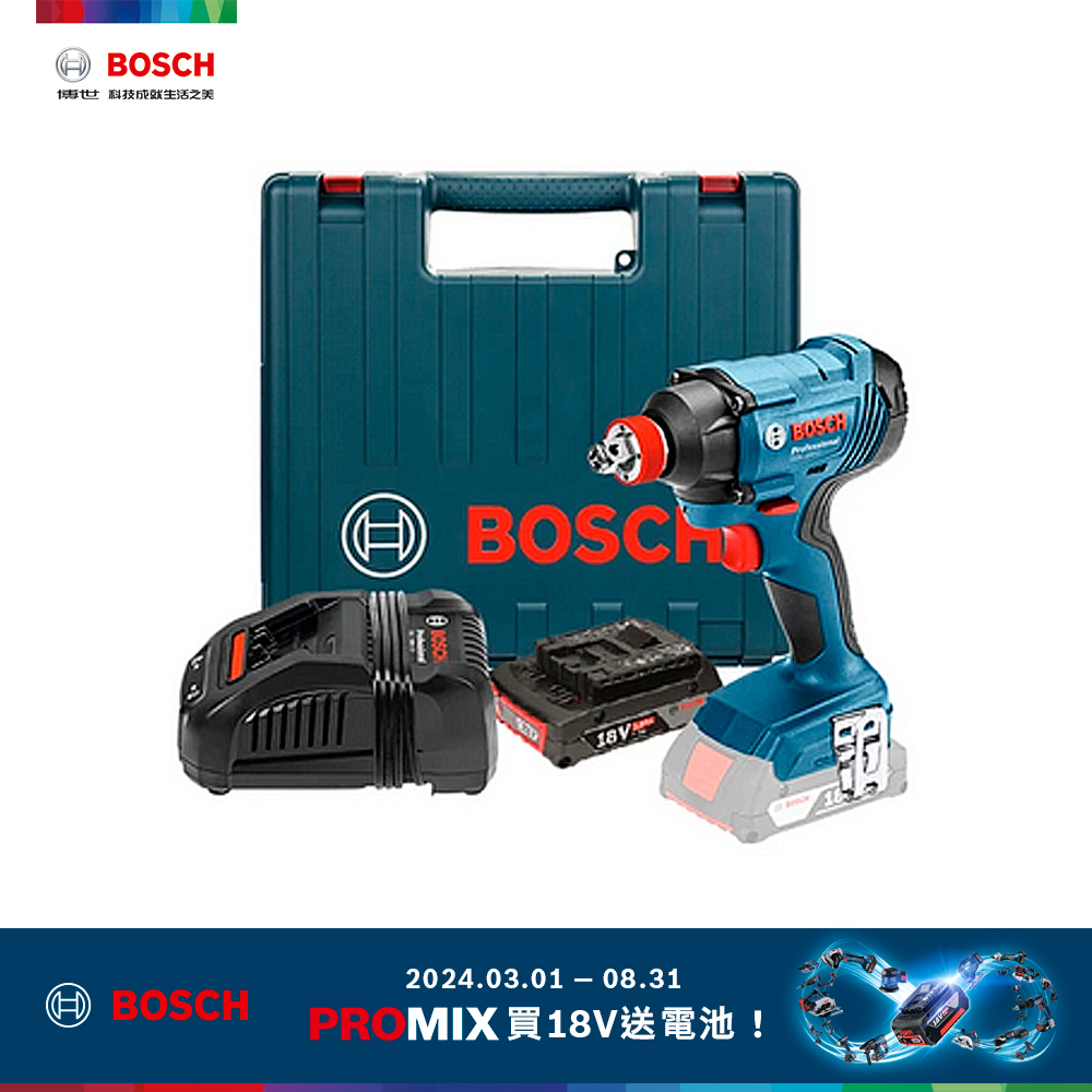 BOSCH 18V 鋰電衝擊起子/扳手機 GDX 180-LI 套裝組 2.0Ah