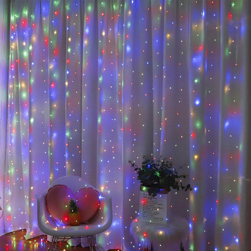 聖誕 八段銅線LED窗簾燈-彩色