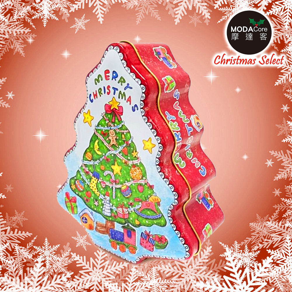 摩達客耶誕-超萌白面聖誕樹造型糖果罐擺飾-交換禮物