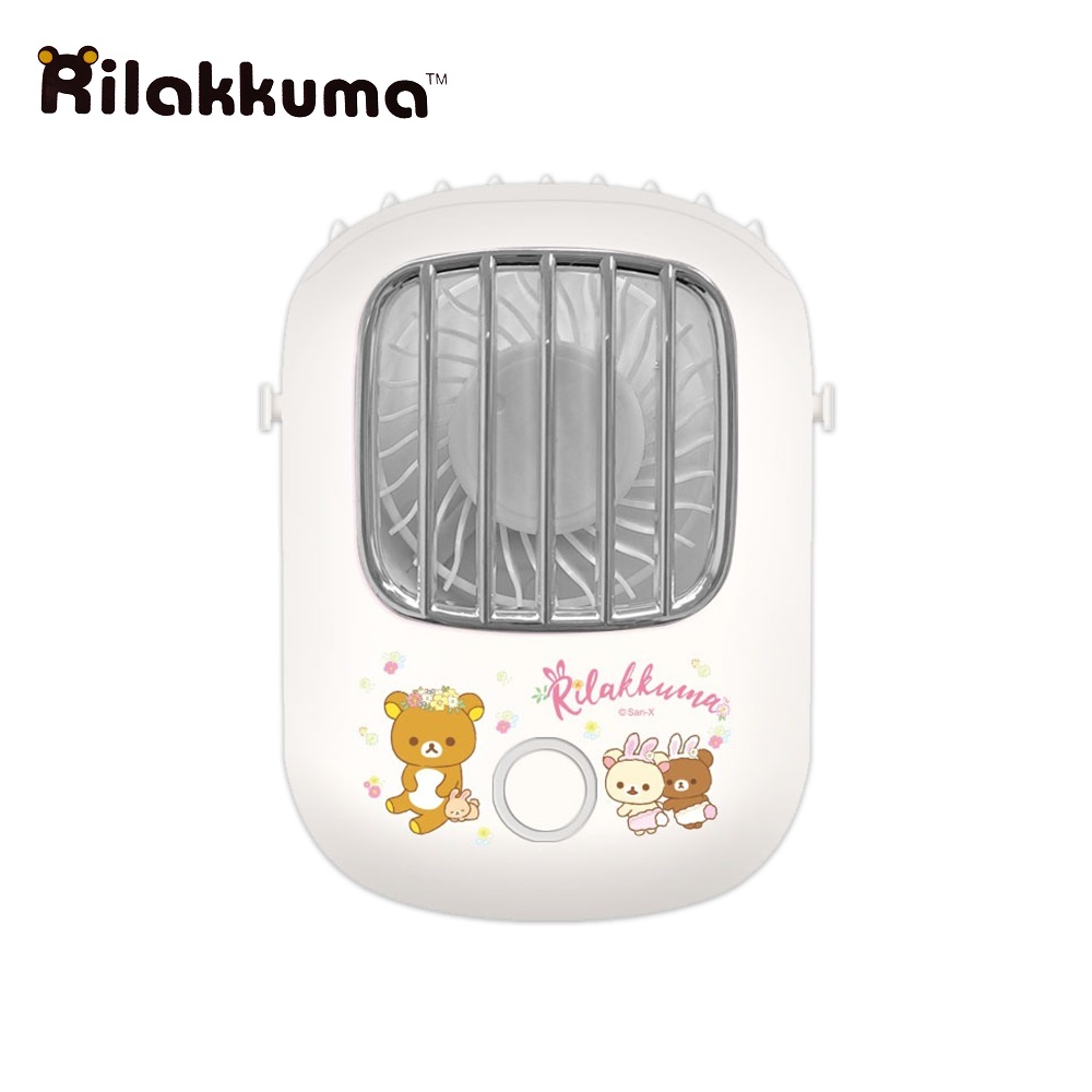 【正版授權】Rilakkuma拉拉熊 可掛脖/可桌立 上吹式頸掛風扇-花圈兔兔