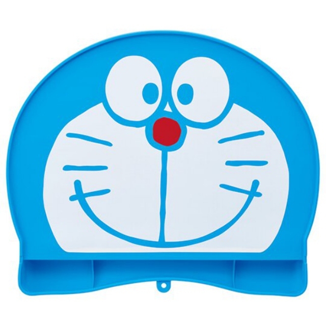 小禮堂 哆啦A夢 可收納造型防漏餐墊 矽膠餐墊 防滑餐墊 兒童餐墊 (藍 大臉)