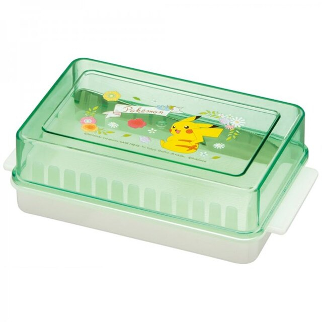 寶可夢 方形奶油塊保鮮盒附鐵叉 (綠集合款)