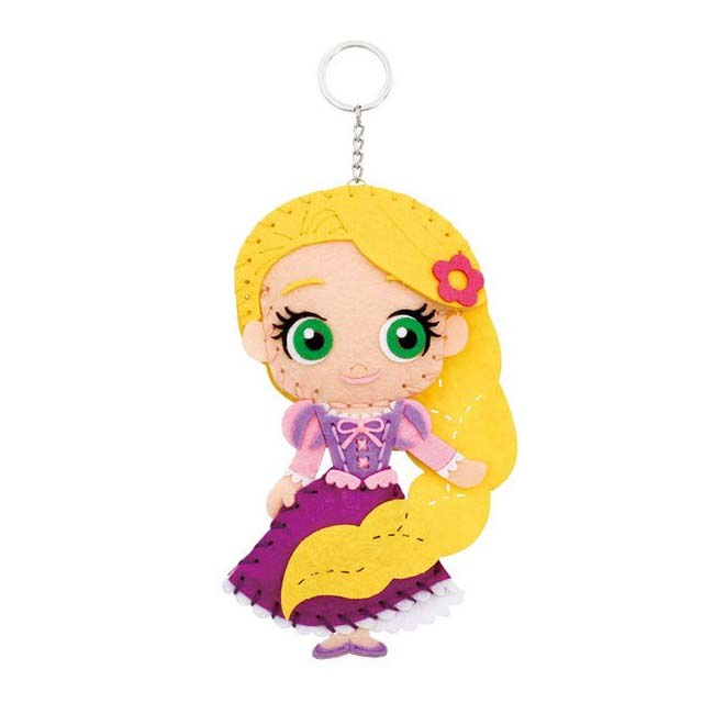 迪士尼 長髮公主 樂佩 DIY不織布玩偶鑰匙圈 (綠紫款)