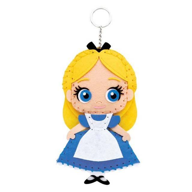 迪士尼 愛麗絲夢遊仙境 愛麗絲 DIY不織布玩偶鑰匙圈 (藍綠款)