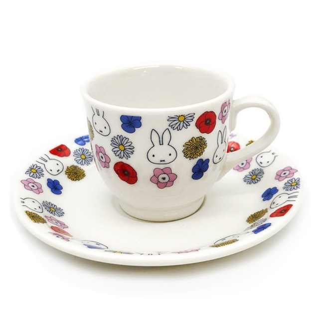 米菲兔 陶瓷杯盤組 (白花朵款)