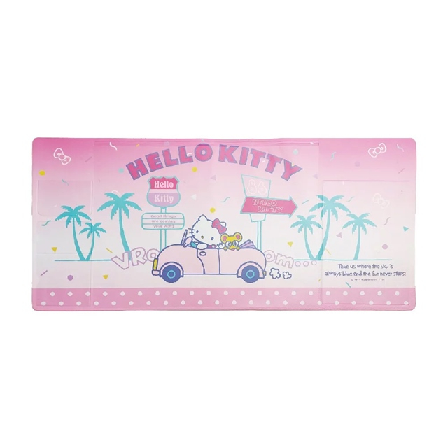 Hello Kitty 多功能收納滑鼠墊 (粉汽車)