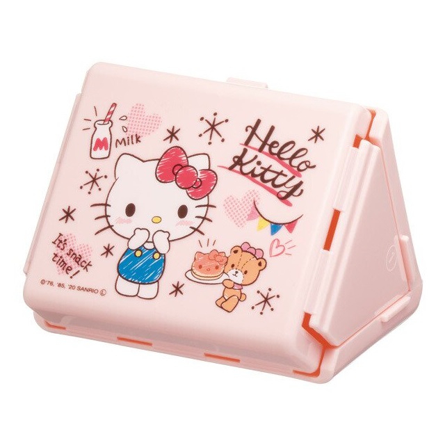 Hello Kitty 折疊式三角飯糰收納盒 (粉鬆餅)