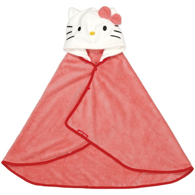 Hello Kitty 造型連帽吸水速乾浴巾 65x110cm (粉大臉款)