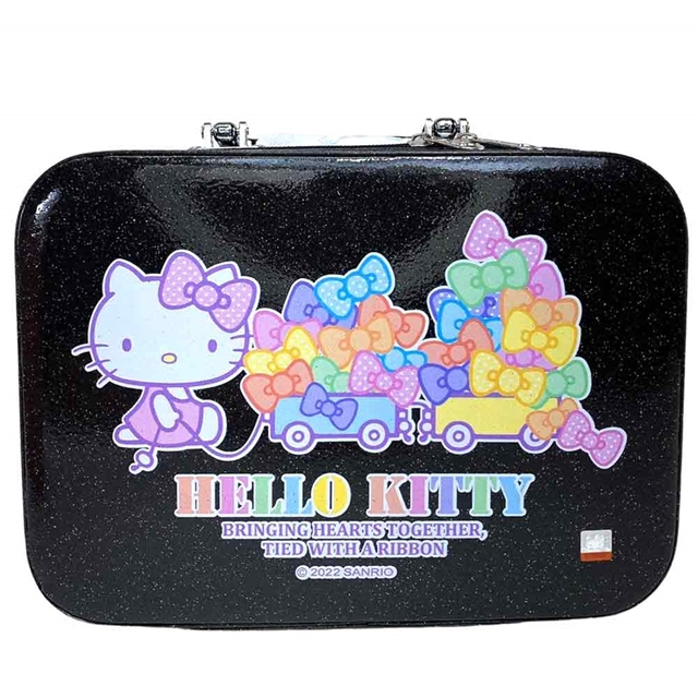 Hello Kitty 旅行硬殼手提化妝箱 (黑亮粉款)