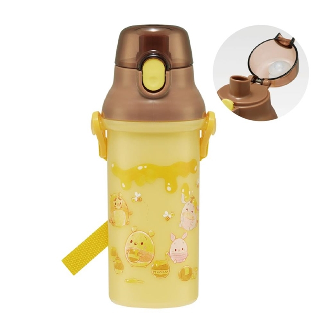 迪士尼 小熊維尼 兒童彈蓋直飲水壺 480ml Ag+ (黃棕蜂蜜款)