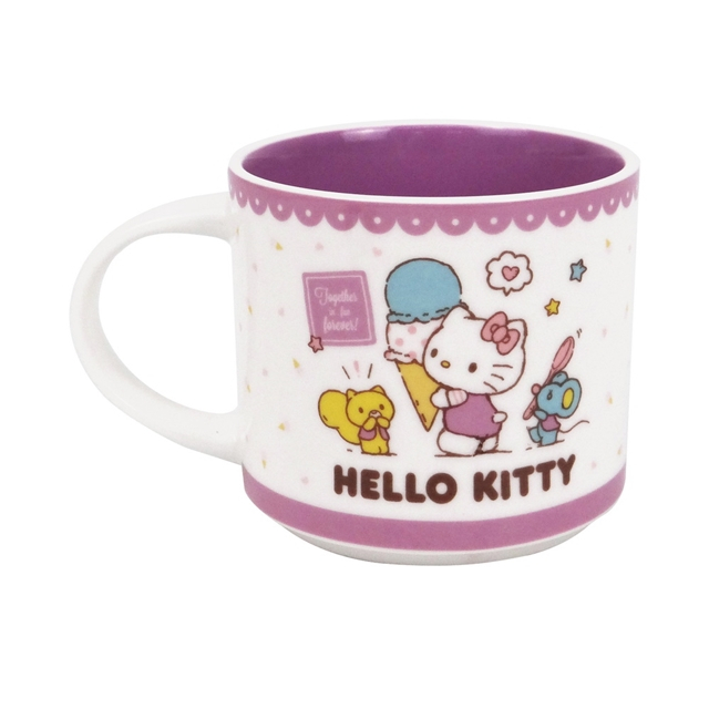 Hello Kitty 陶瓷疊疊杯 400ml (紫冰淇淋款)