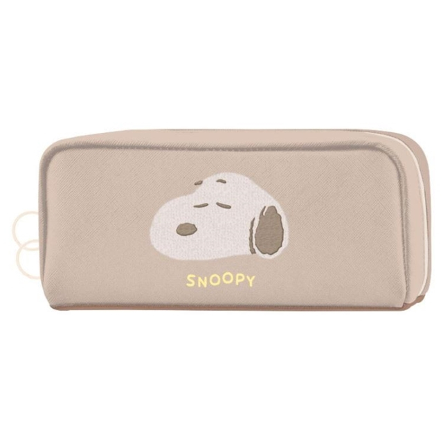 Snoopy 皮質刺繡方形筆袋 (米大頭款)