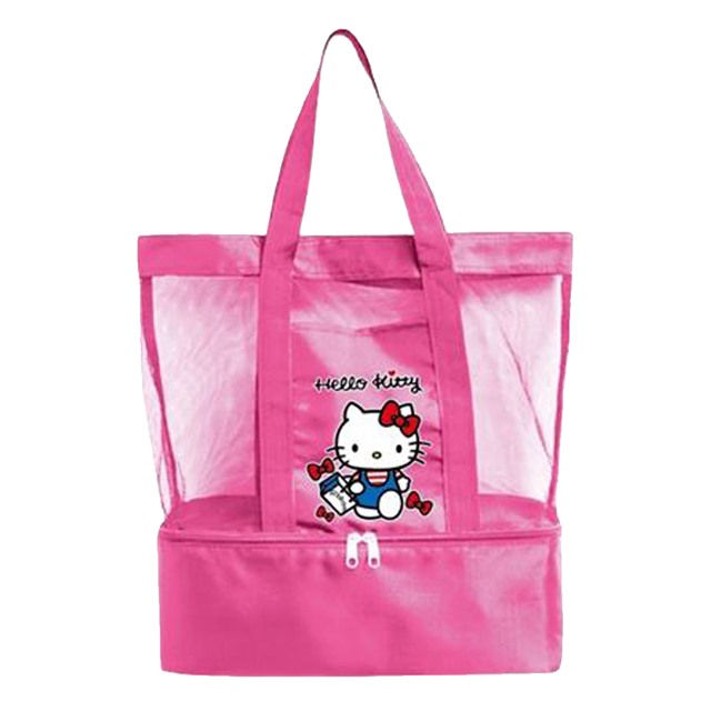 Hello Kitty 尼龍網眼透氣手提袋 (粉購物款)