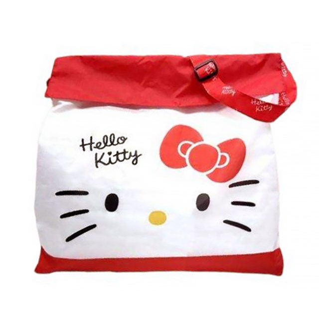 Hello Kitty 尼龍防潑水捲捲收納袋 (紅大臉款)