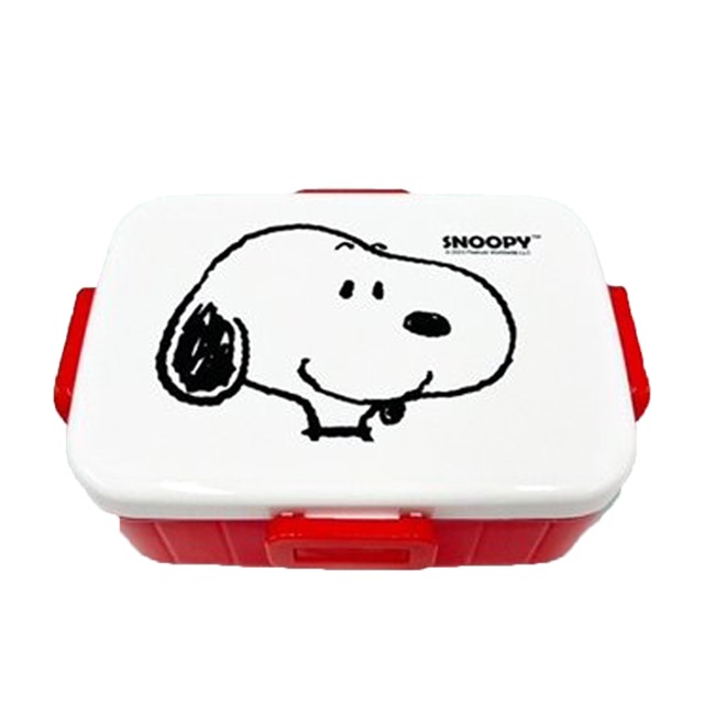 Snoopy 方形四扣便當盒 (紅白大臉款)