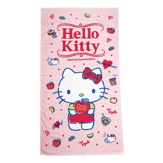 Hello Kitty 棉質浴巾 70x140cm (粉拿蘋果款)