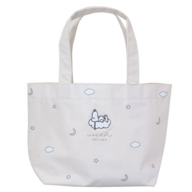 Snoopy 雨傘布船型手提袋 (米雲朵月亮款)