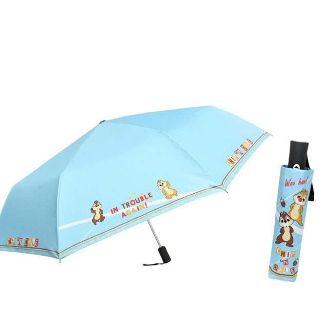 迪士尼 奇奇蒂蒂 抗UV自動雨陽傘 (藍文字款)