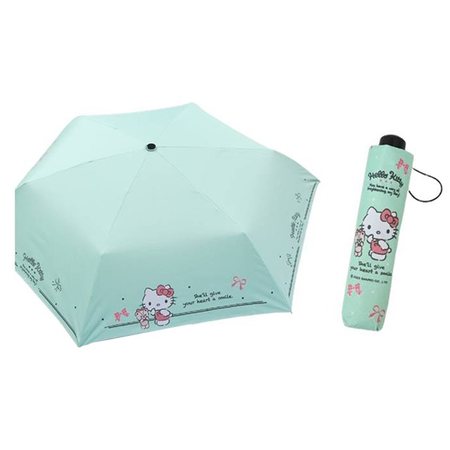 Hello Kitty 抗UV摺疊雨陽傘 (綠小熊款)