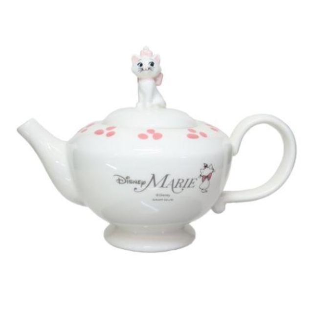 迪士尼 瑪麗貓 造型陶瓷茶壺 500ml (白坐姿款)
