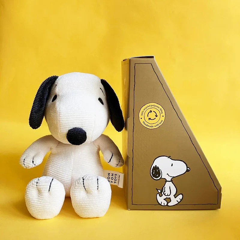 Snoopy史努比燈芯絨盒裝填充玩偶-奶油 17cm