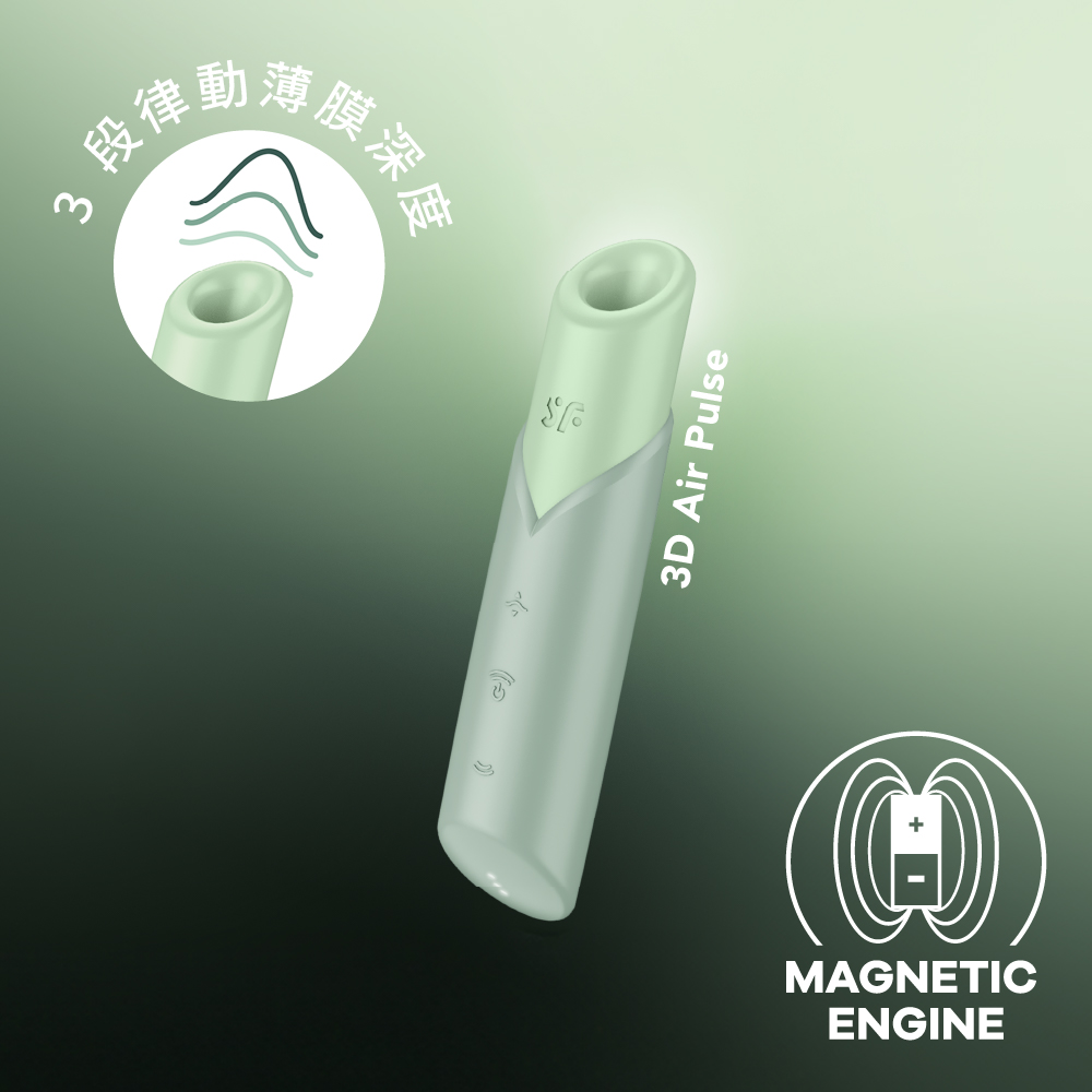 德國 Satisfyer Naughty Kiss 3D磁感律動吸吮器(粉綠)