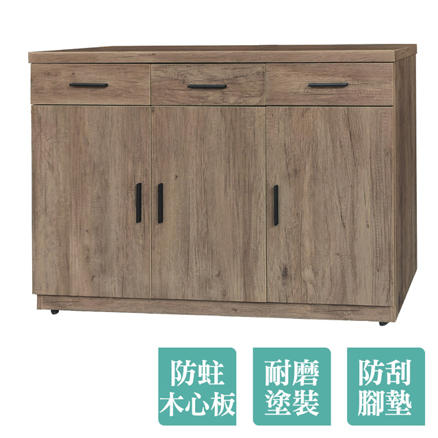 Boden-海斯4尺收納餐櫃/碗盤櫃/電器櫃(灰橡色)