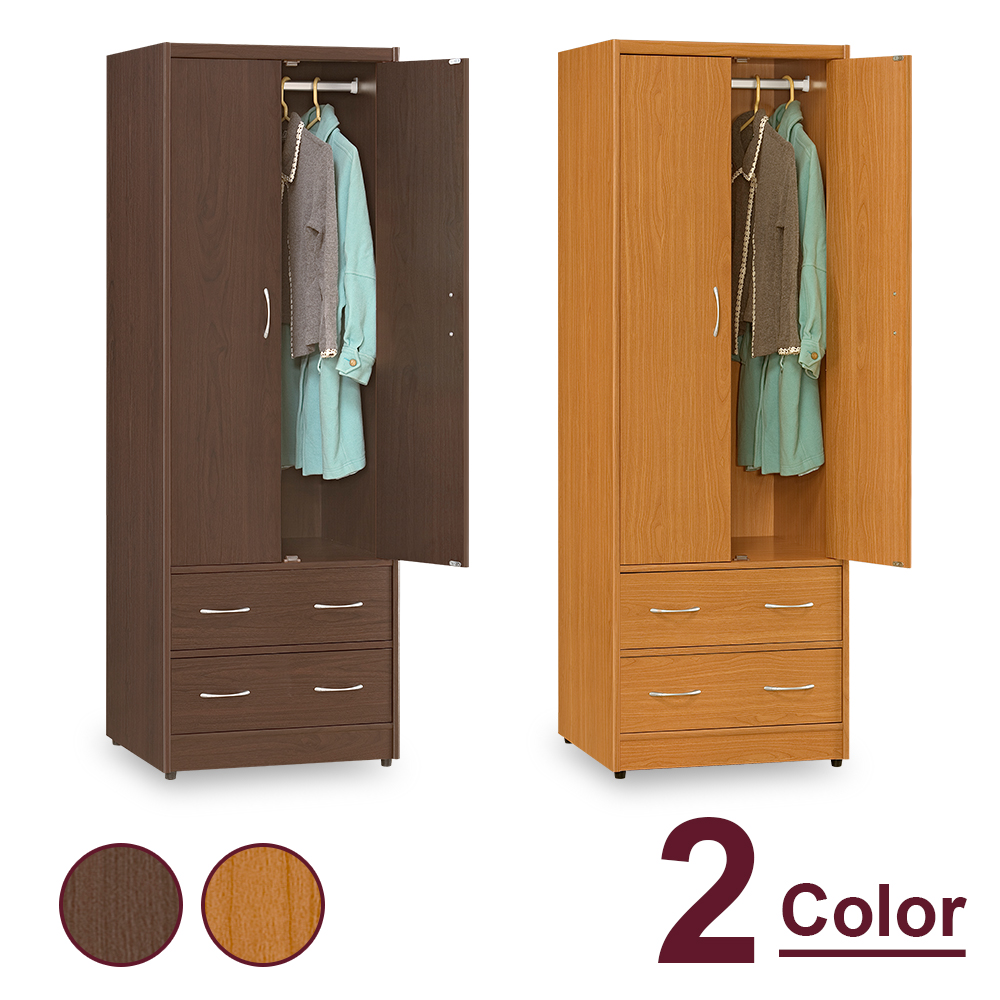 【時尚屋】[RC7愛瑪2尺雙門二抽衣櫃RC7-AH02兩色可選/免運費/免組裝/臥室系列/衣櫥