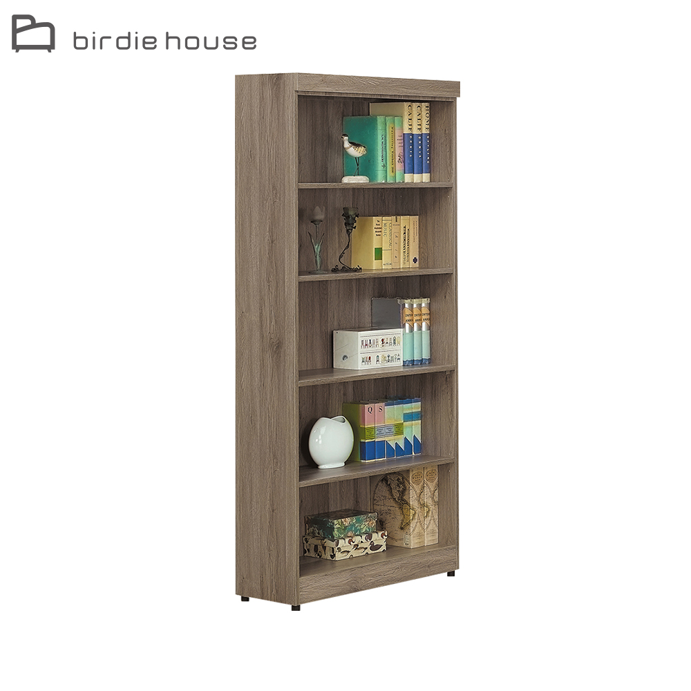 Birdie-卡洛斯2.7尺古橡色五層開放式書櫃/收納置物櫃/書櫥
