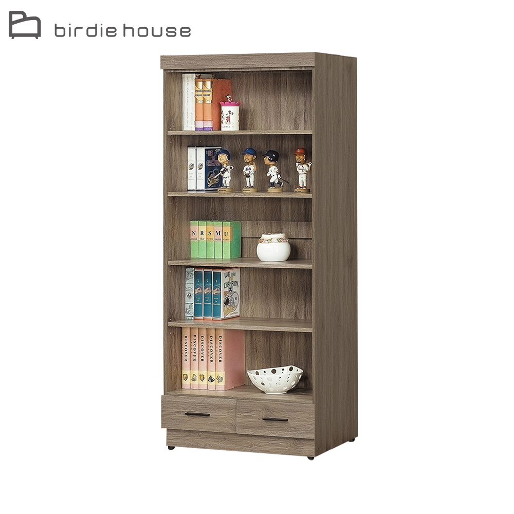 Birdie-卡洛斯2.7尺古橡色下抽上開放式書櫃/收納置物櫃/書櫥
