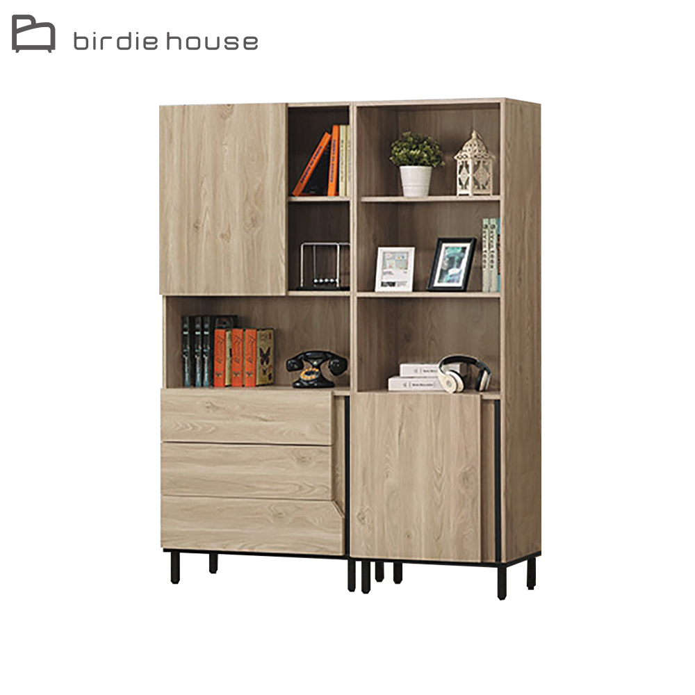 Birdie-西莫4.1尺開放式書櫃/收納置物櫃/展示櫃組合(一門三抽+一門)