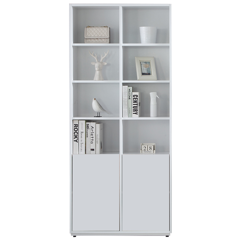 【AT HOME】布拉格2.7尺白色二門開放書櫃