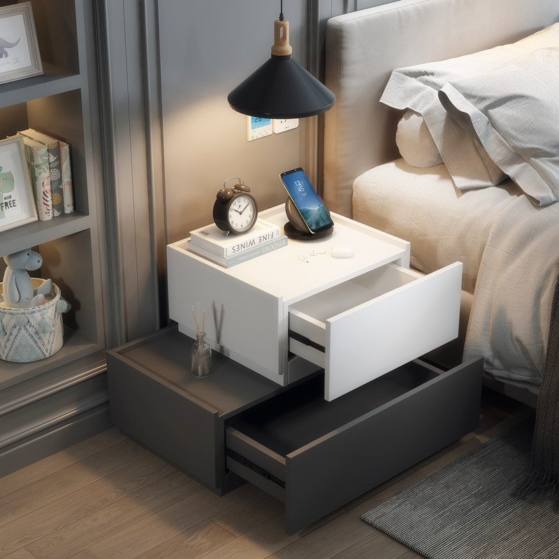 【台灣現貨】免安裝 臥室床頭櫃 高級感創意小型極簡收納儲物櫃 簡約現代 床頭櫃 輕奢ins