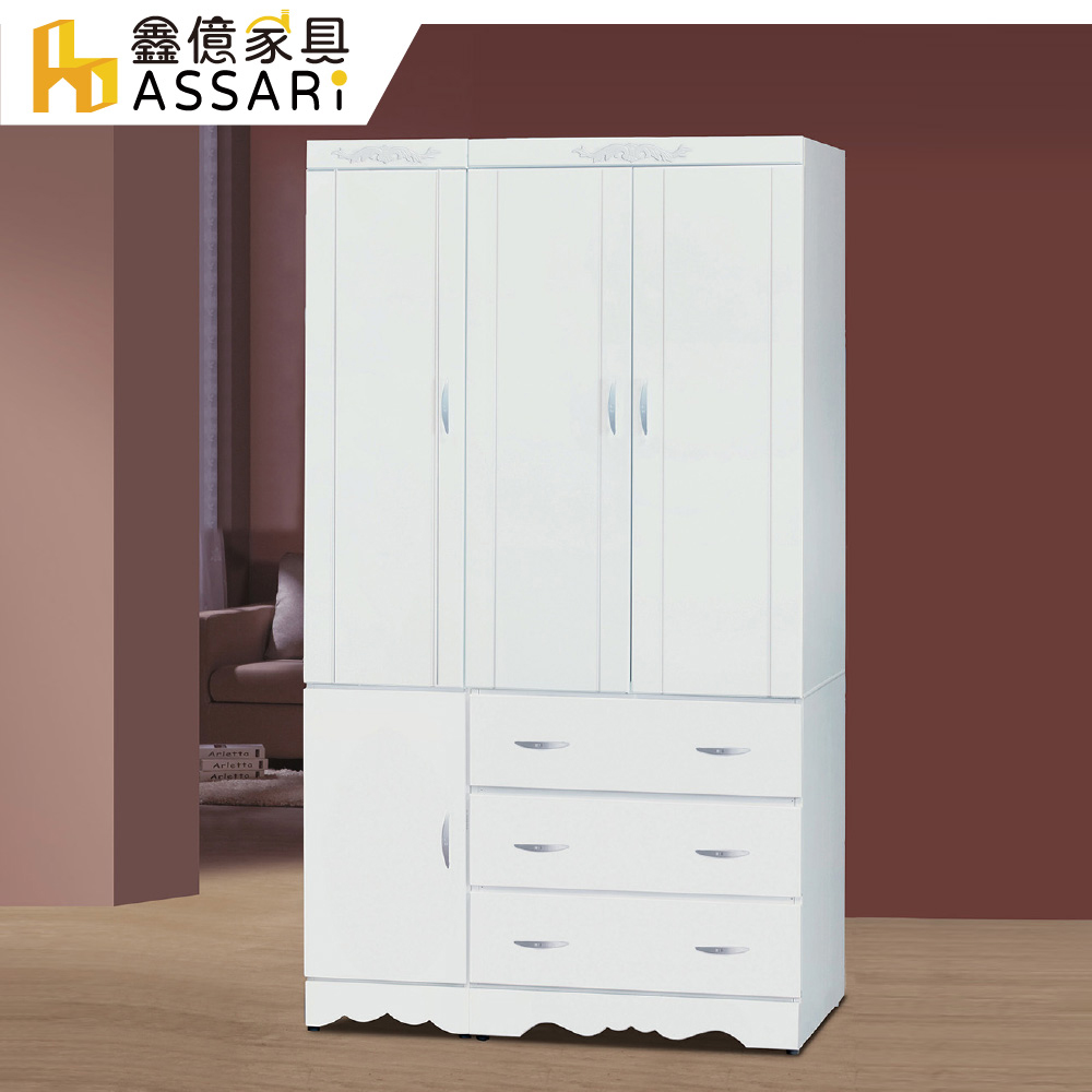 ASSARI-柏格烤白4x7尺衣櫃(寬113x深57x高200cm)