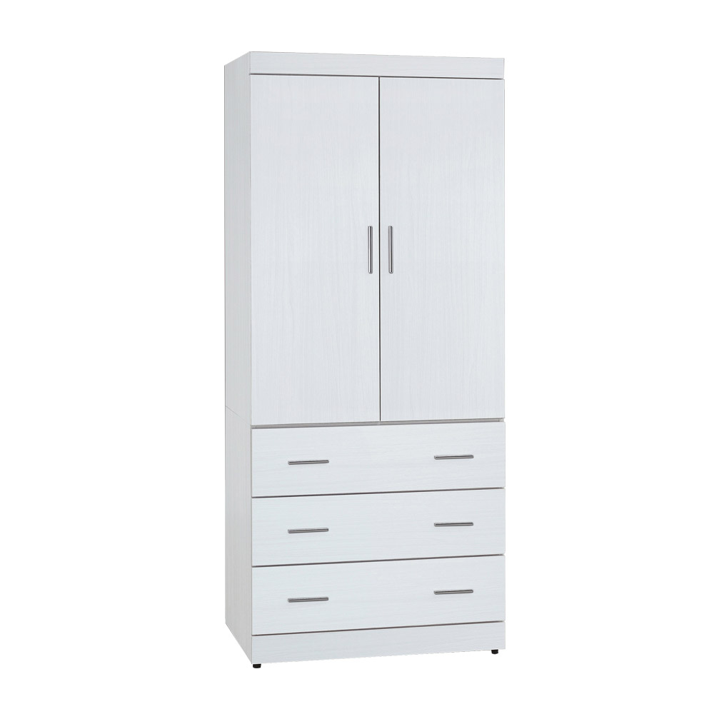 Boden-約諾2.7尺二門三抽白色衣櫃